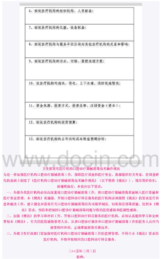 口腔診所設置基本標準